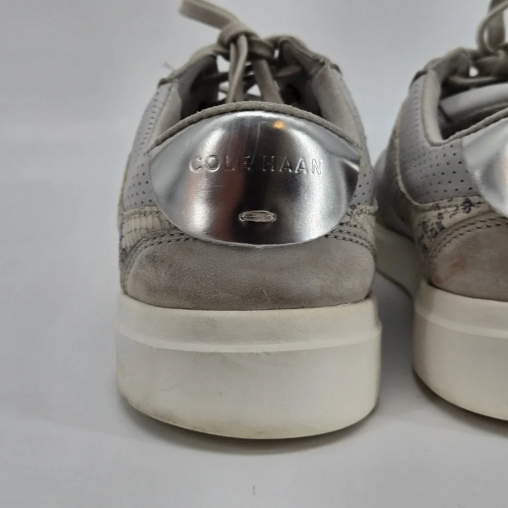 Cole Haan Grand Crosscourt Snakeskin Leather Shoes Grey 9B Python Sneakers‎